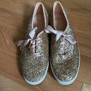 Meds x Kate Spade Glitter Sneaker size 9 - blush satin lace and sparkle